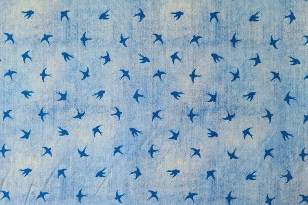 Cotton Jersey Birds Jeans
