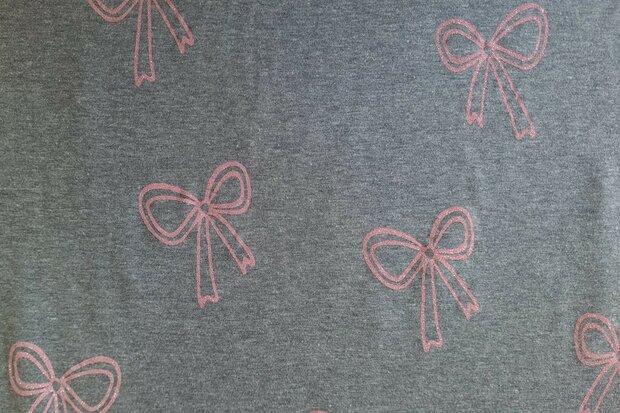 Cotton Jersey Glitter Ribbons Grey 