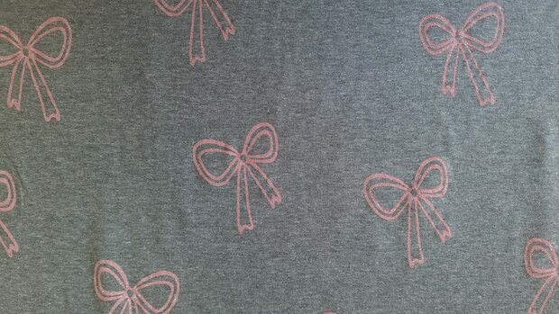 Cotton Jersey Glitter Ribbons Grey 