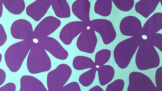 Cotton Jersey Flowers Purple