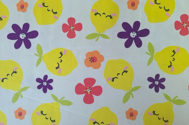 Cotton Jersey Happy Lemons 