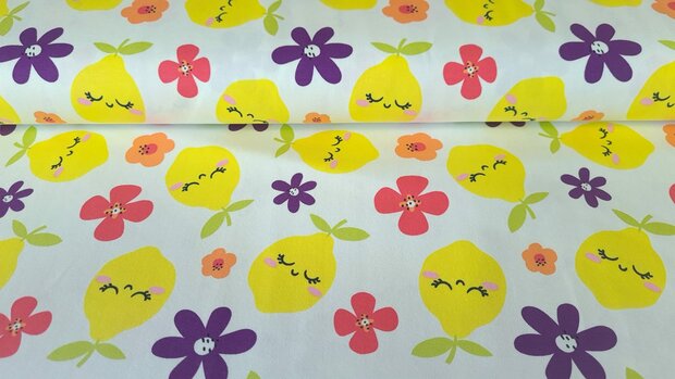 Cotton Jersey Happy Lemons 