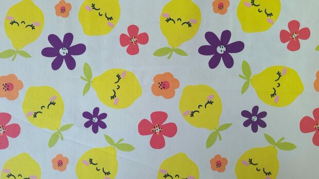 Cotton Jersey Happy Lemons 