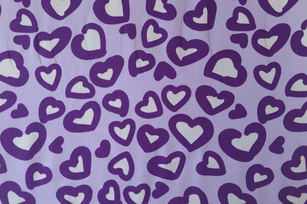 Cotton Jersey Hearts Purple
