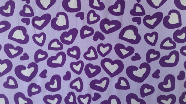Cotton Jersey Hearts Purple