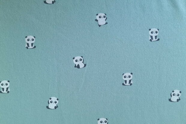 Cotton Jersey Baby Panda Mint
