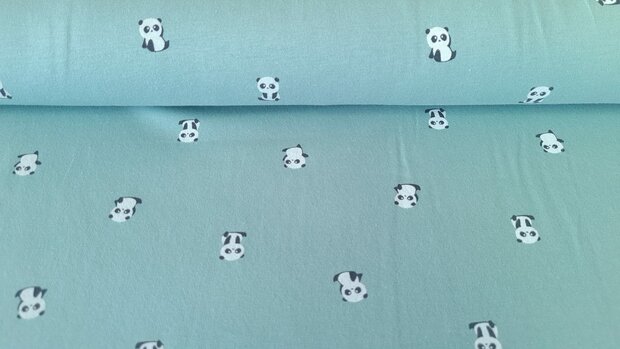 Cotton Jersey Baby Panda Mint