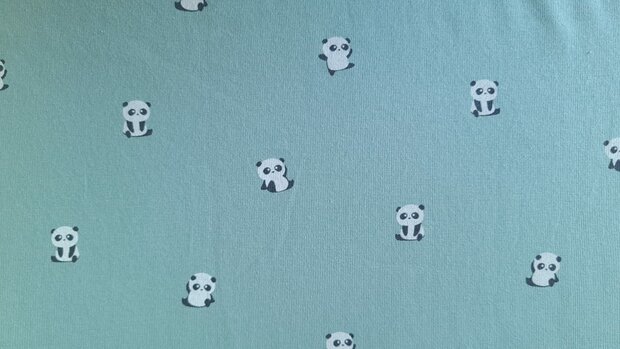 Cotton Jersey Baby Panda Mint