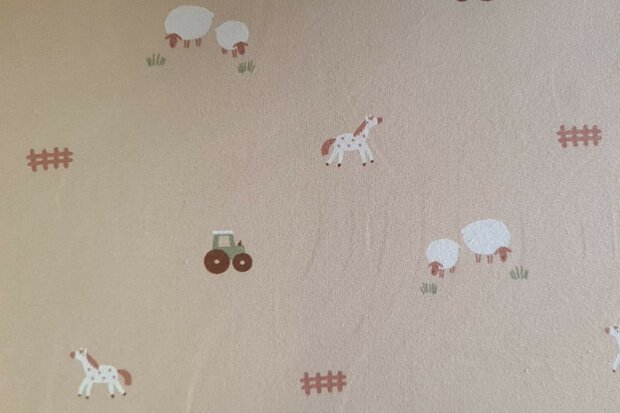 Cotton Jersey Farm Life Beige