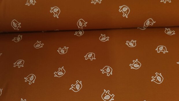 Cotton Jersey Little Elephant Caramel