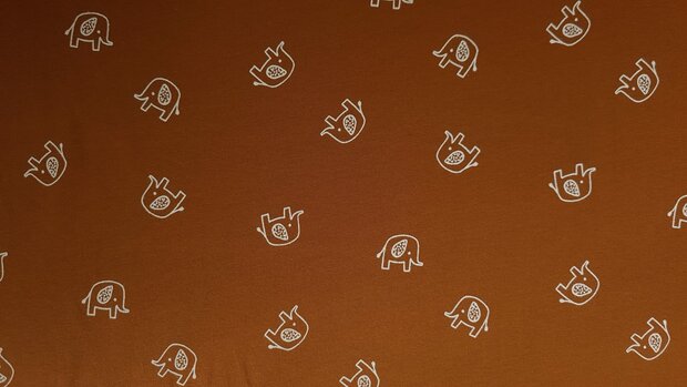 Cotton Jersey Little Elephant Caramel