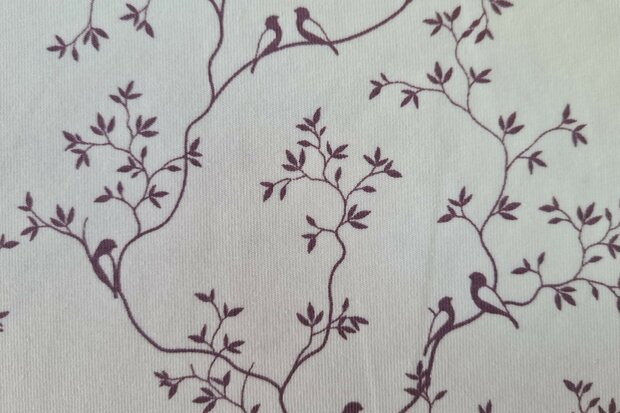 Cotton Jersey Twigs Off White/Mauve