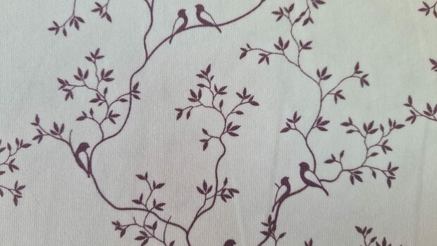 Cotton Jersey Twigs Off White/Mauve