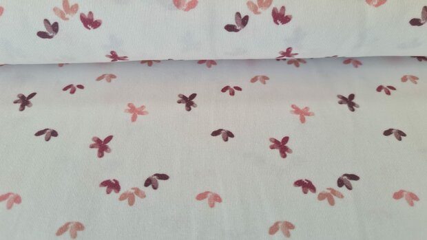 Cotton Jersey Little Leaves Off White