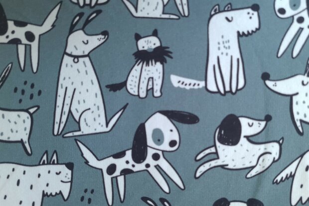 French Terry Dogs Dusty Blue