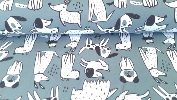 French Terry Dogs Dusty Blue