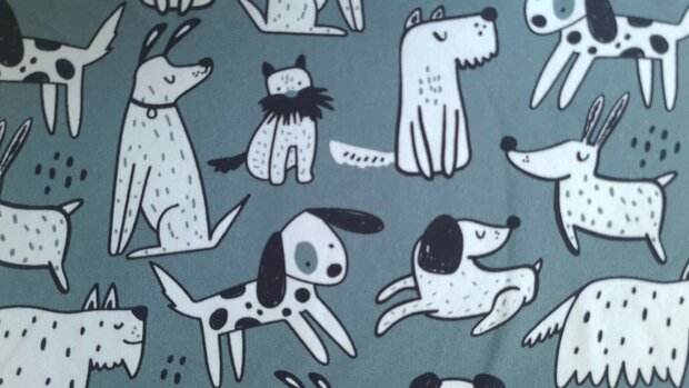 French Terry Dogs Dusty Blue