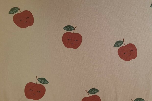 French Terry Happy Apples Beige