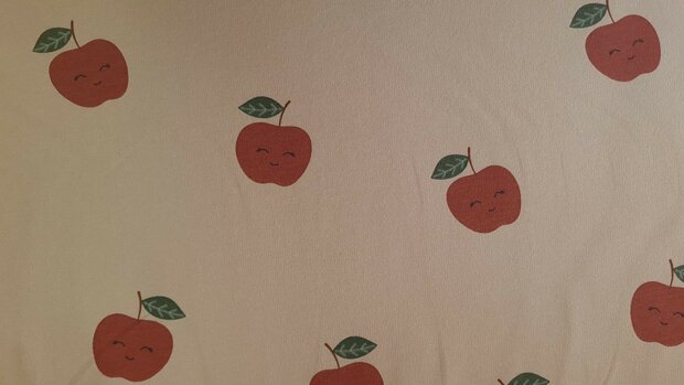 French Terry Happy Apples Beige