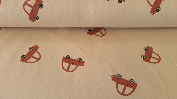 French Terry Cars Beige