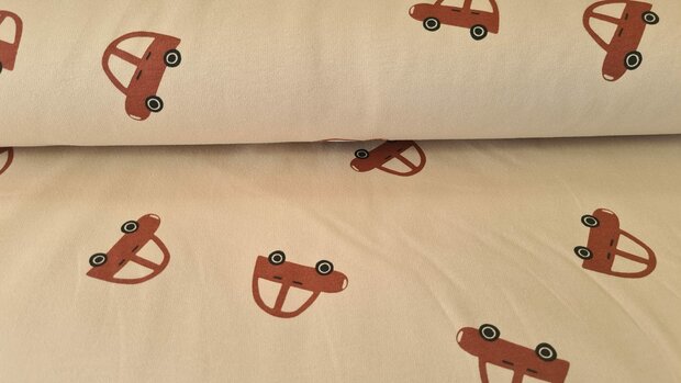 French Terry Cars Beige