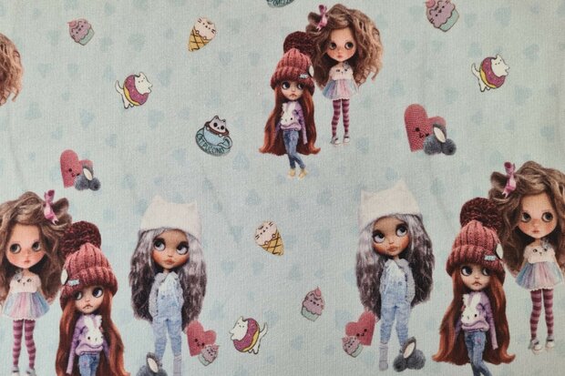 French Terry Dolls Light Blue