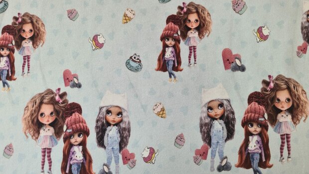 French Terry Dolls Light Blue