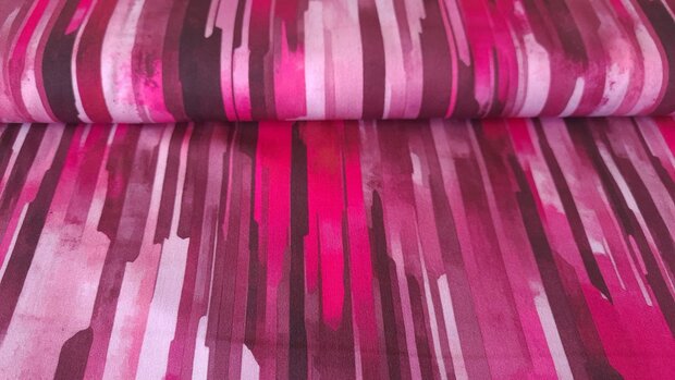 Ecovero Viscose Twill Stripes Magenta