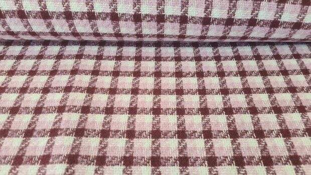 Brushed Boucl&eacute; Check Bordeaux