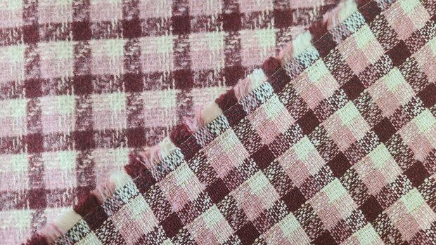 Brushed Boucl&eacute; Check Bordeaux