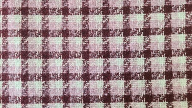 Brushed Boucl&eacute; Check Bordeaux