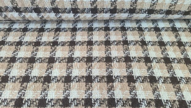 Brushed Boucl&eacute; Check Brown