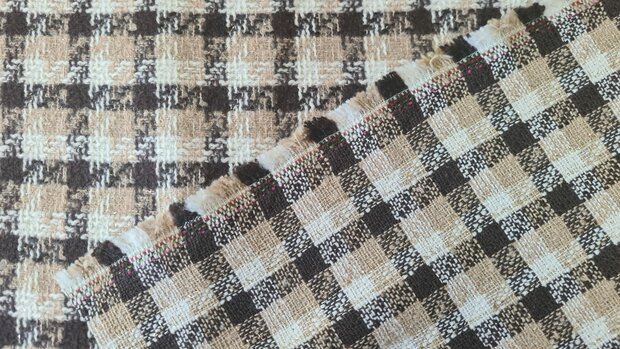 Brushed Boucl&eacute; Check Brown