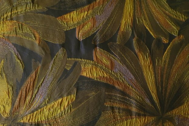 Jacquard Lurex Flowers Oker