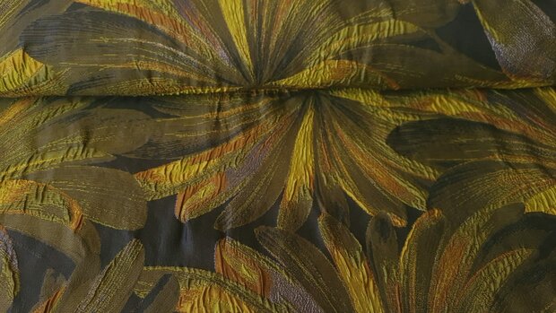 Jacquard Lurex Flowers Oker