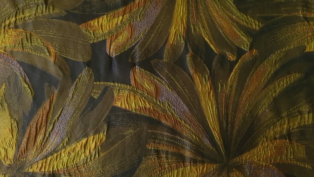 Jacquard Lurex Flowers Oker