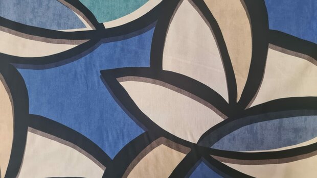 Viscose Stretch Abstract Multi-Blue