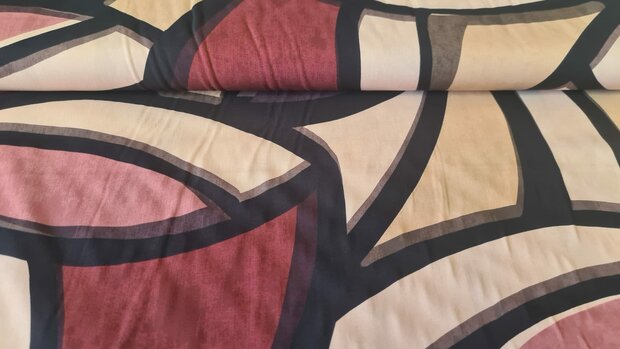 Viscose Stretch Abstract Multi-Red