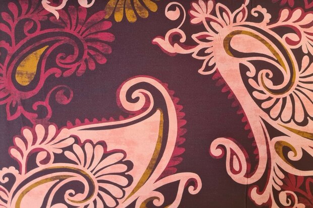Viscose Jersey Paisley  XL Bordeaux
