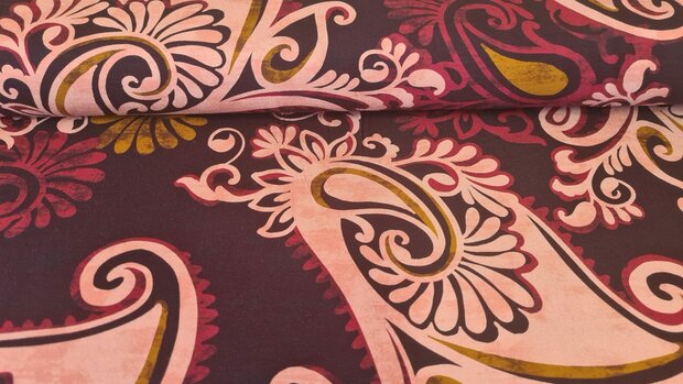 Viscose Jersey Paisley  XL Bordeaux