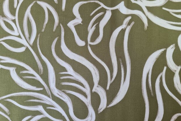 Viscose Twill Abstract Shapes Green
