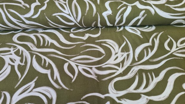 Viscose Twill Abstract Shapes Green