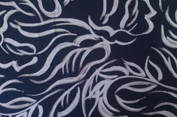 Viscose Twill Abstract Shapes Navy