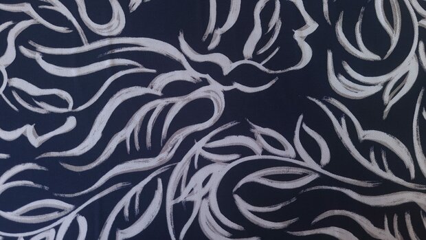 Viscose Twill Abstract Shapes Navy