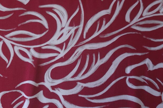 Viscose Twill Abstract Shapes Red