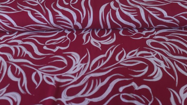 Viscose Twill Abstract Shapes Red