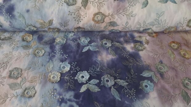 Cord Embroidery Tie Dye Blue-Multi