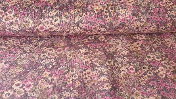 Stretch-Cord Milles Fleurs Aubergine