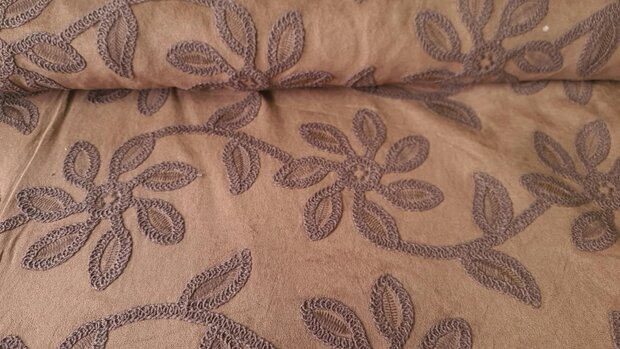 Fine Suede Embroidery Brown