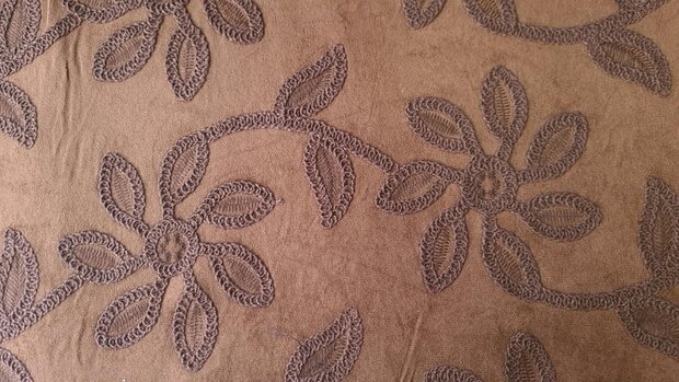 Fine Suede Embroidery Brown